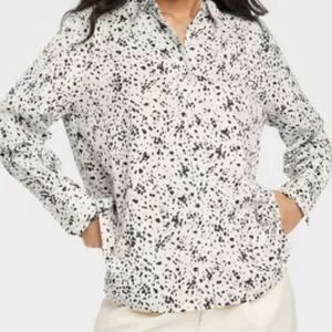 NWT A New Day Women's Long Sleeve Satin  Button-Down Shirt  Size M